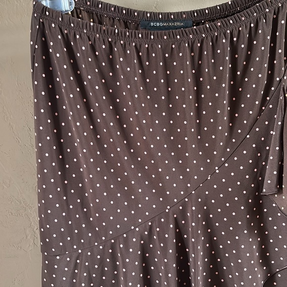 Cocoa brow with pink polka dots skirt BCBG Maxazria Sz Small - Picture 8 of 16